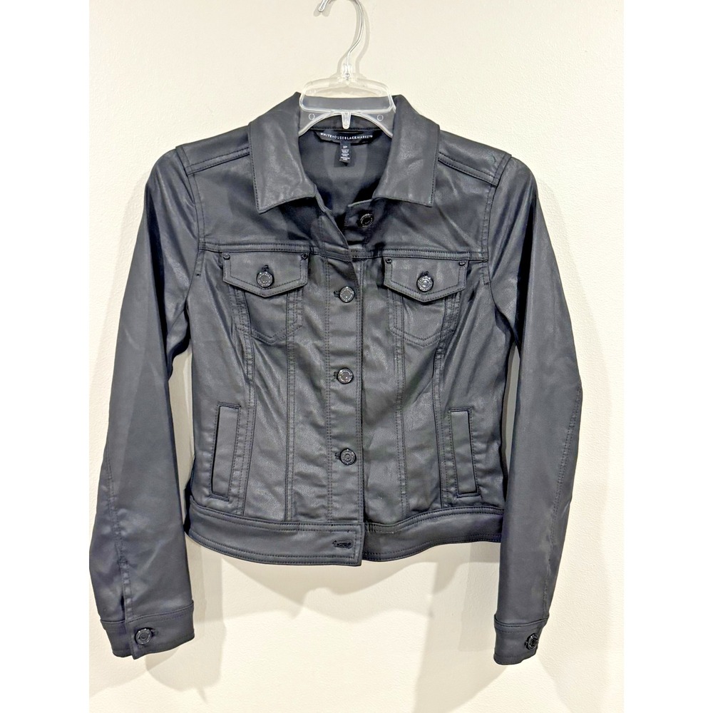 White House Black Market Essential Moto Jacket Black Faux Leather 2P